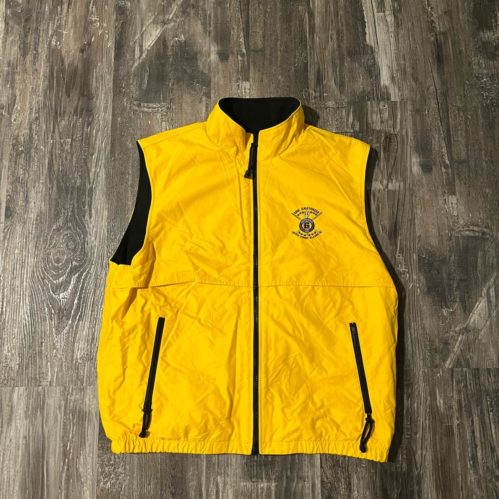 Vintage golf club reversible yellow fleece vest size Large